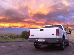 We pulled over one late afternoon in Teddy Roosevelt National Park, and were treated to a light show in the sky above. I expected to see Moses walk by with a couple of stone tablets.