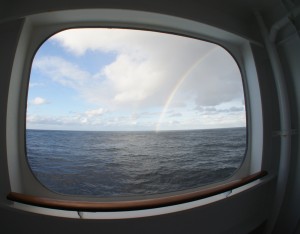 Rainbows at sea.