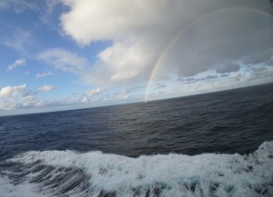 More rainbows, & waves kicking away from the ship.