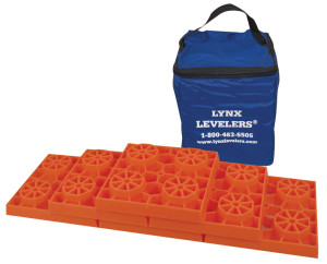 The Lynx Levelers kit includes 10 interlocking leveling blocks and a handy carrying case. 