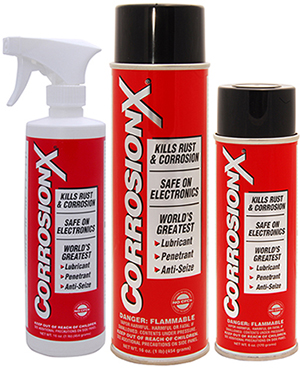 CorrosionX is available in the usual array of spray cans. Fun for the whole family!